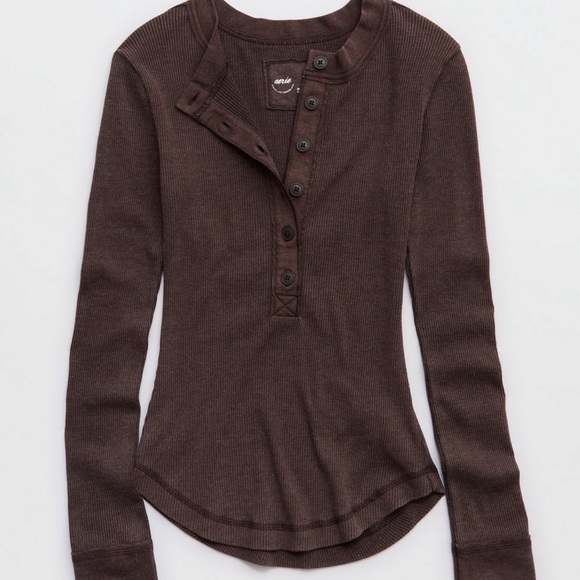 Aerie Chocolate Long Sleeve Top - Picture 2 of 2